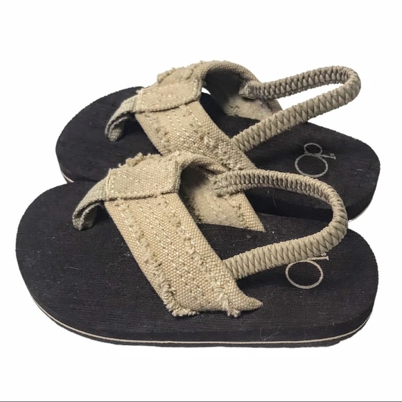 Ocean Pacific OP Beige Canvas Frayed Flip Flop Sandals - Picture 3 of 8